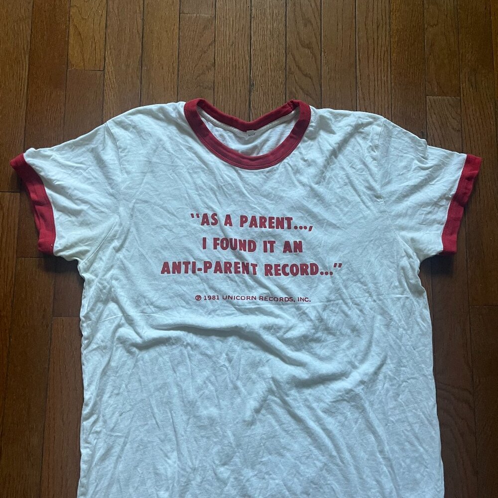 Vintage-Style White & Red Ringer Tee - Graphic Text